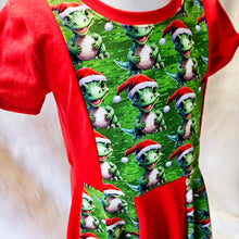 Santa dinosaur Christmas panel dress
