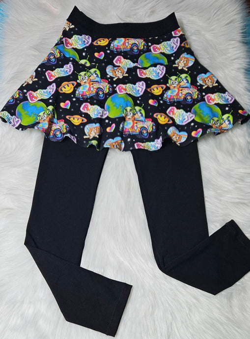 Blue dog skirted leggings