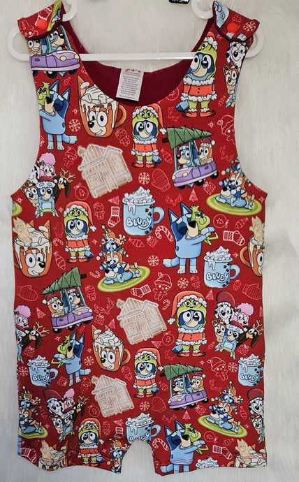 Christmas blue dog cookies Overalls