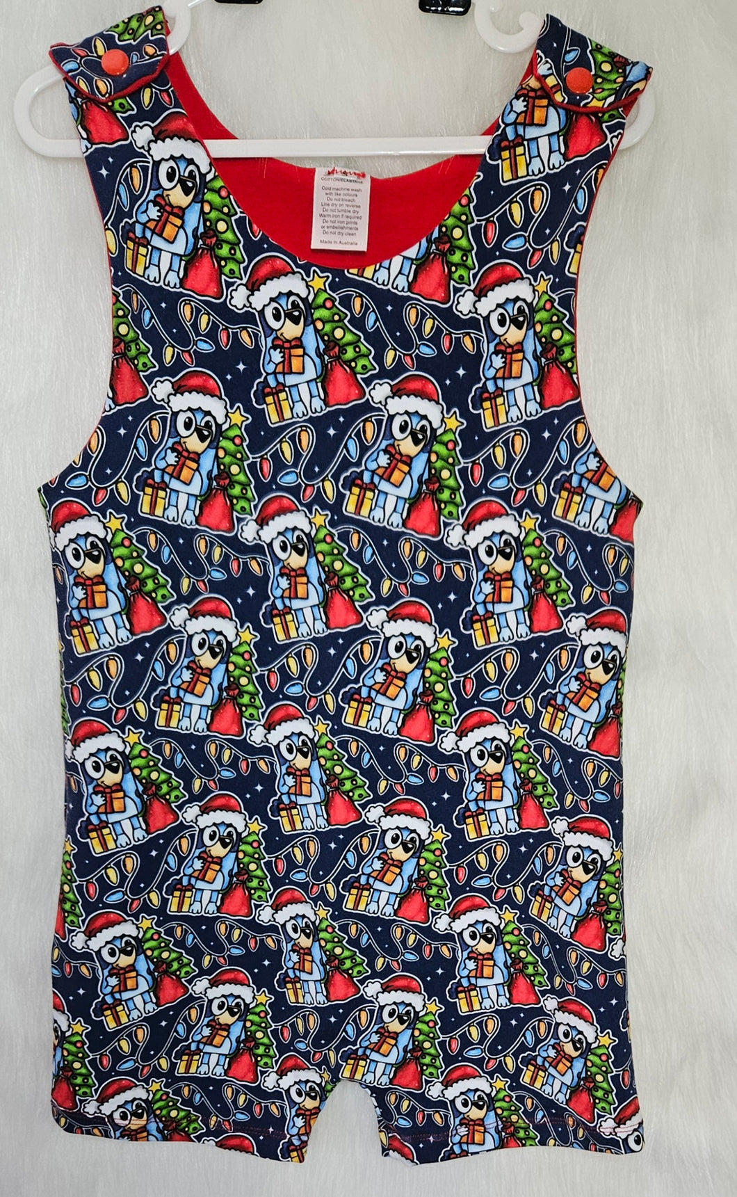 Christmas blue dog Overalls