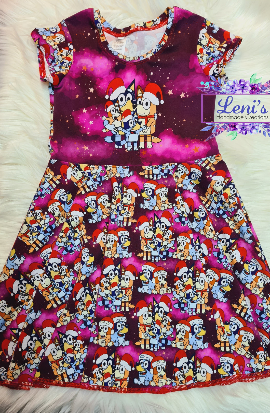 Blue dog family christmas dress