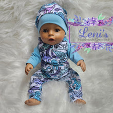 Dolls overalls, long sleeve top and beanie
