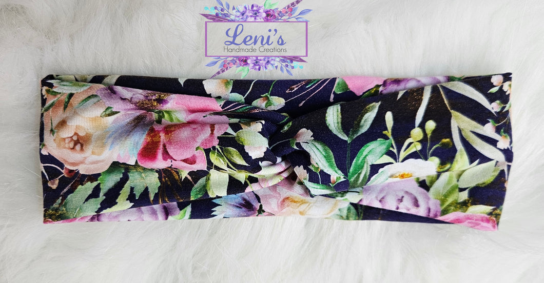 Floral twist knot headband