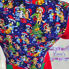 Blue dog family Christmas panel dress