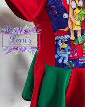 Blue dog family Christmas panel dress