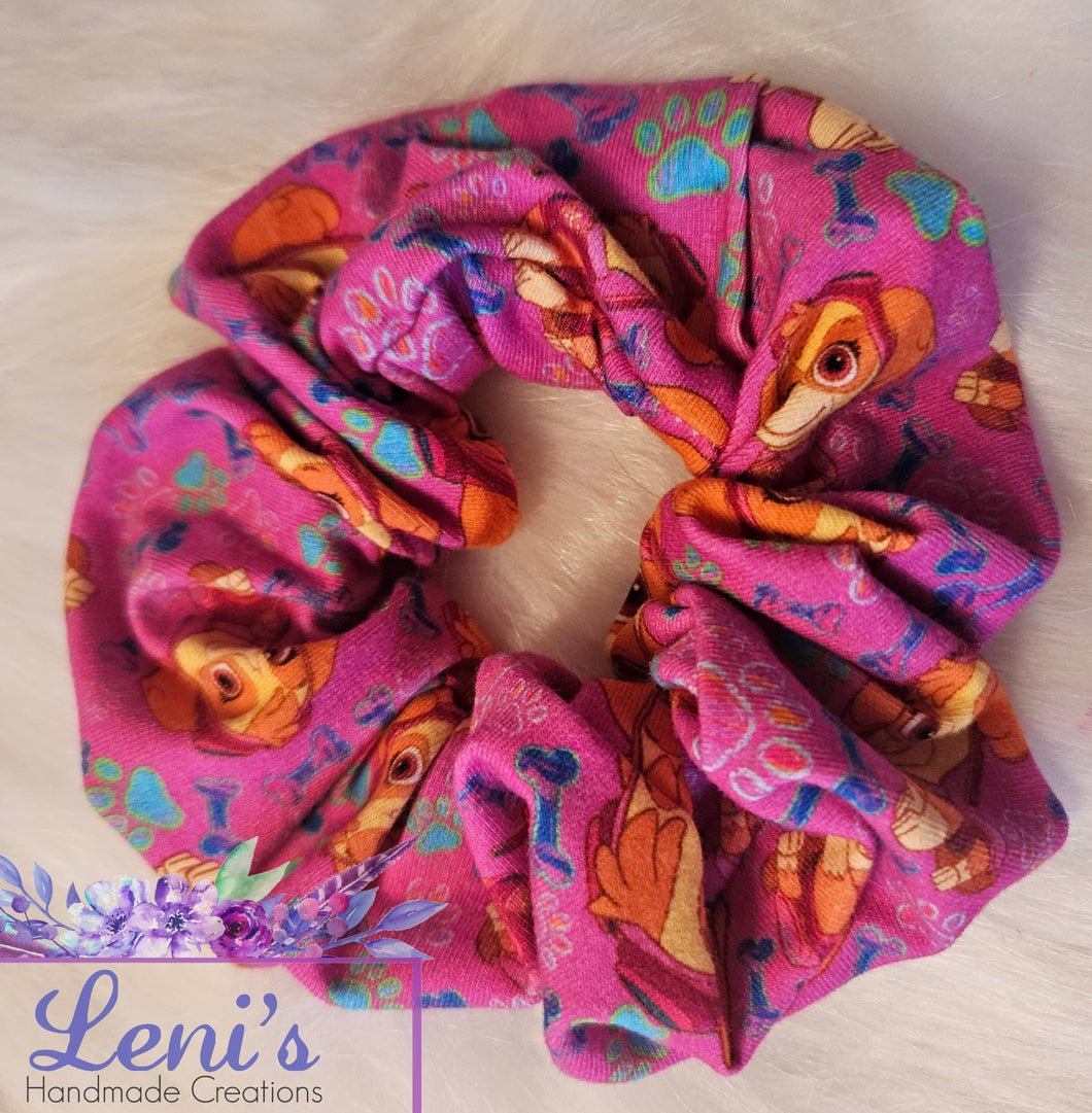 Pink puppy scrunchie