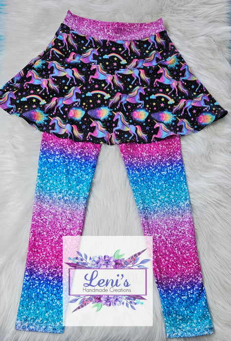 Neon unicorn skirted leggings