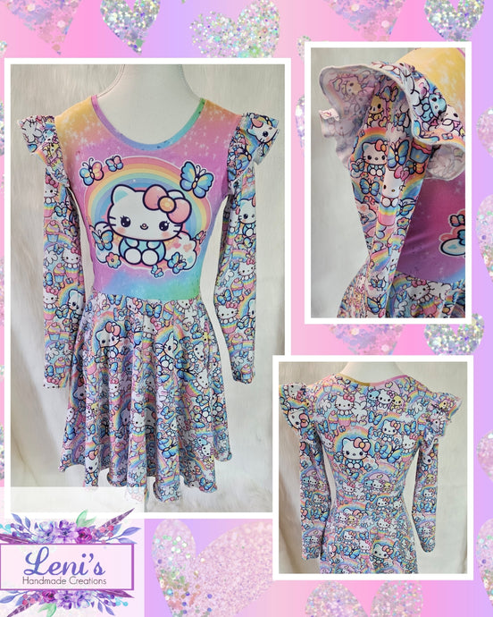 Rainbow butterfly kitty dress