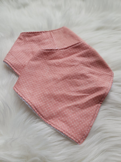 Peach/ cream dot dribble bib