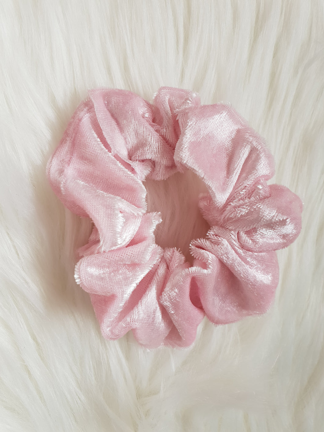 Baby pink velvet scrunchie
