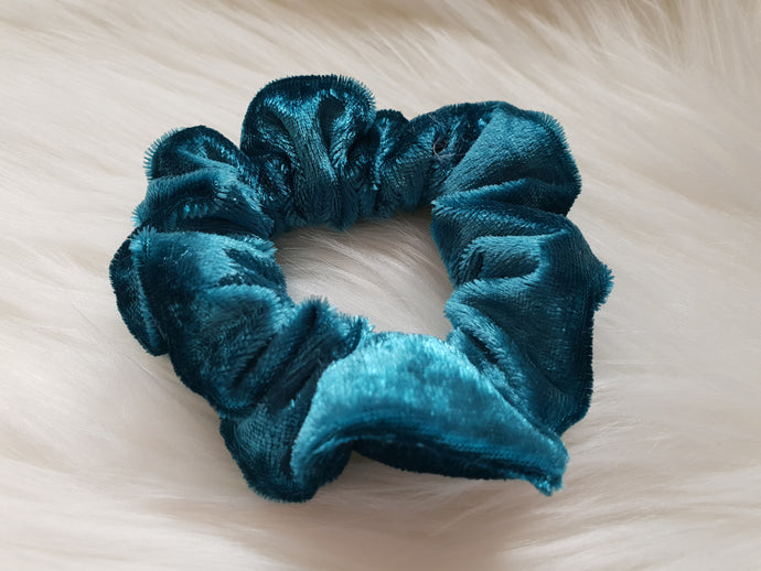 Teal velvet scrunchie
