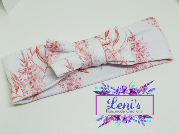 Bottle brush fabric bow headband