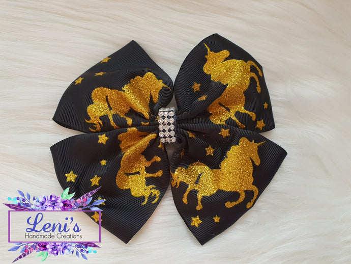 Black unicorn large bow