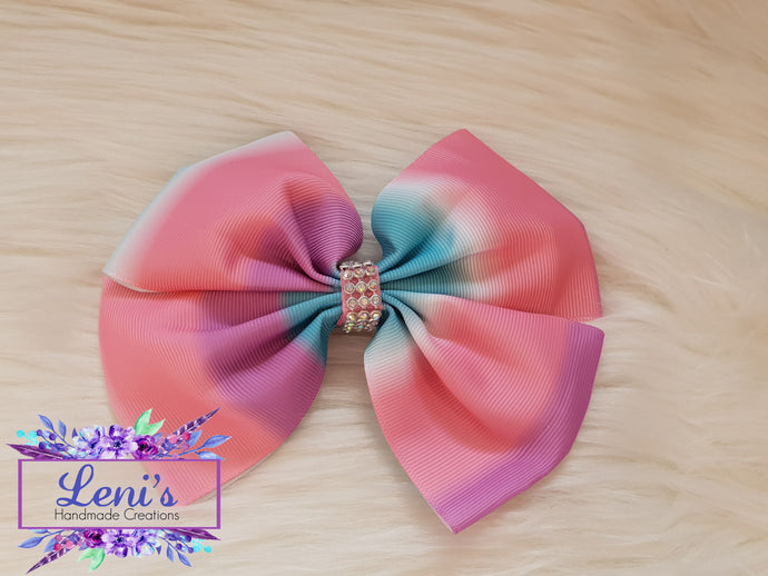 Pink,  aqua, purple large bow