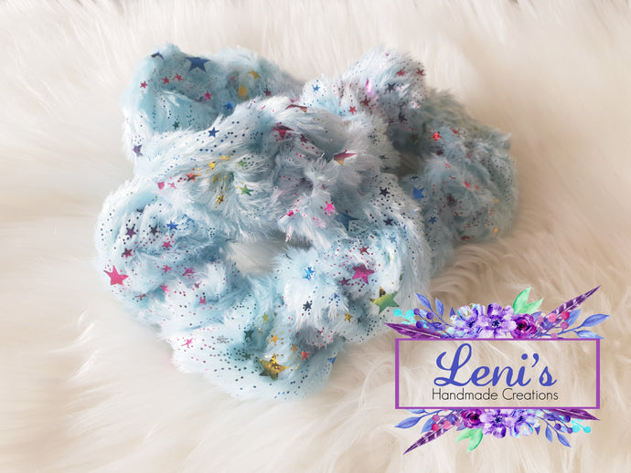 Blue star fluffy scrunchie